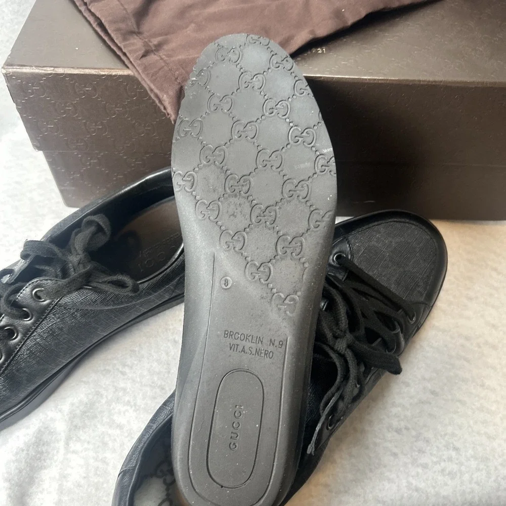 Gucci BROOKLIN Low Top Sneakers Black GG Monogram US Men's 11 (Marked 9) 11